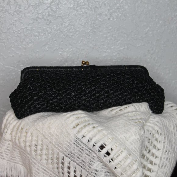 The May Company Handbags - Vintage Black Straw Clutch